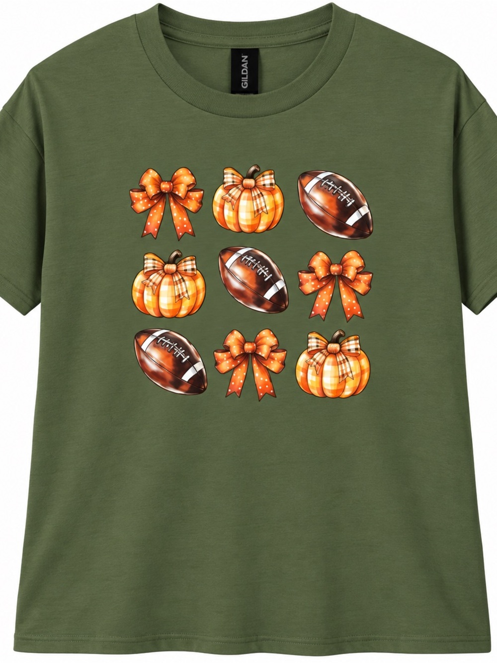 Adult Medium NWOT Football Bow Pumpkin Graphic Tee